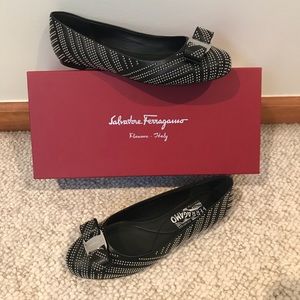 Ferragamo Black Studded Flats (NEW)